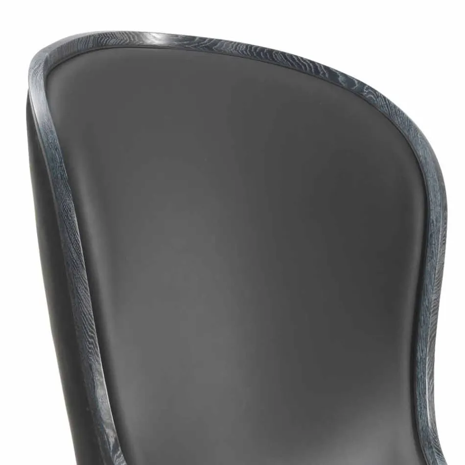 Lederen fauteuil en zwart haar Eli, luxe klassiek design Viadurini