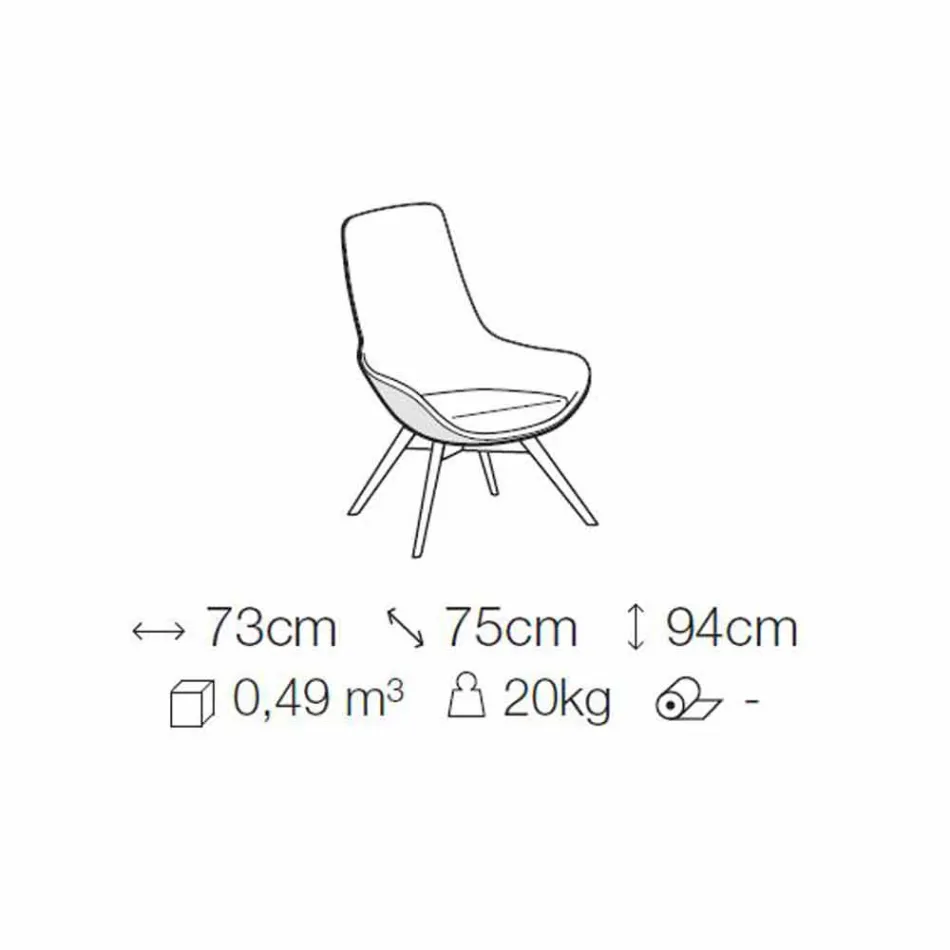 Woonkamer fauteuil in leer en stof met houten onderstel Made in Italy - Ama Viadurini