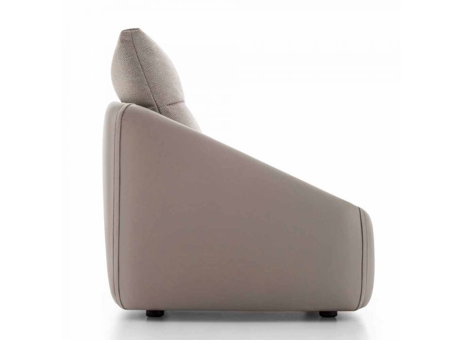 Woonkamer fauteuil in hoogwaardig leer en stof Made in Italy - Amarena Viadurini