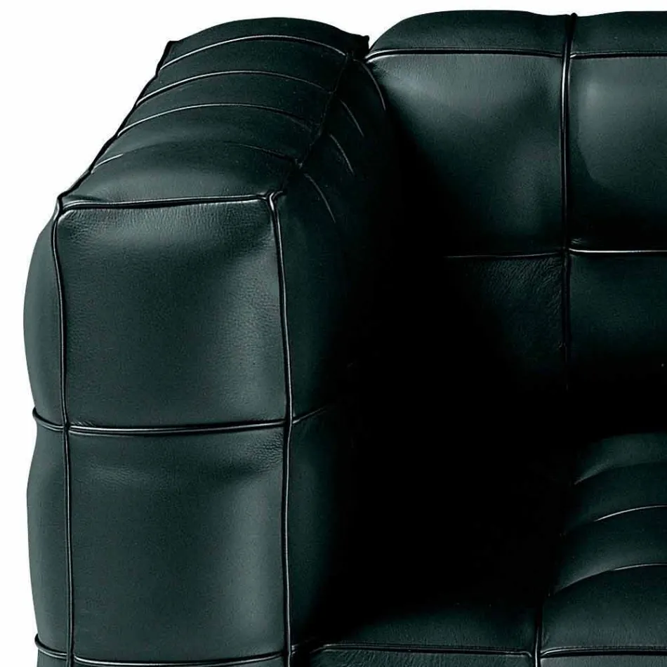 Woonkamerfauteuil in leer met gewatteerd effect Made in Italy - Vesuvius Viadurini
