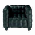 Woonkamerfauteuil in leer met gewatteerd effect Made in Italy - Vesuvius