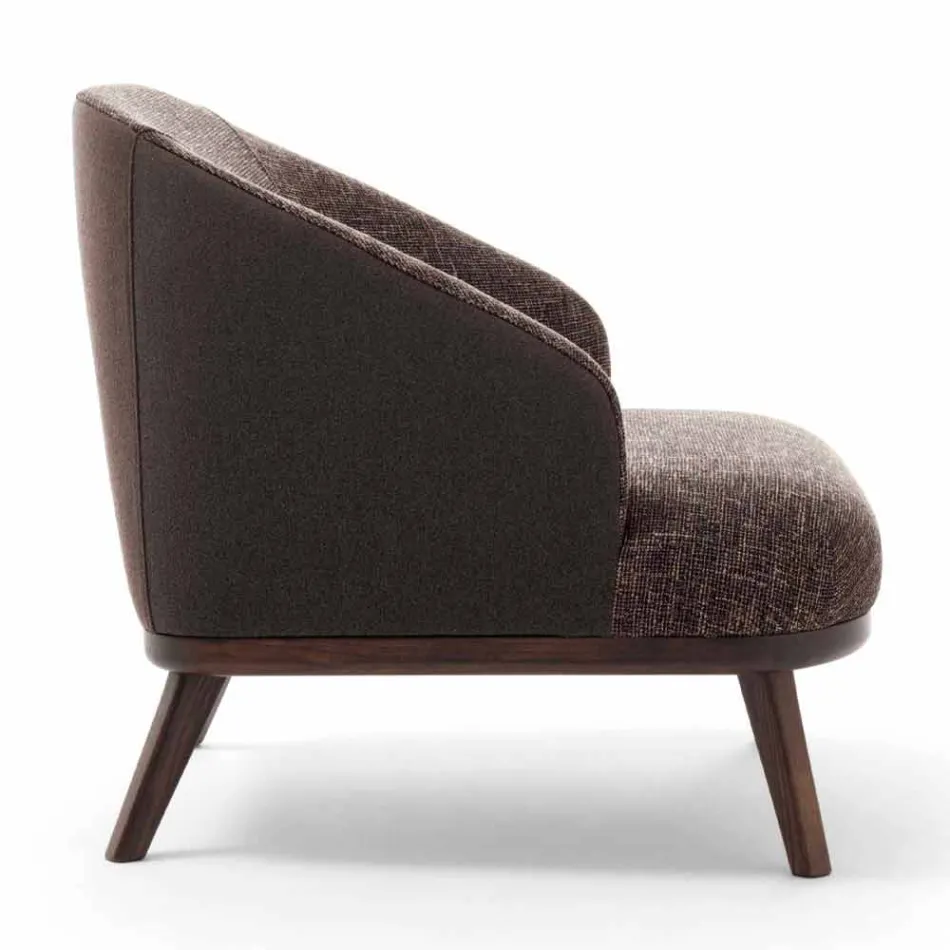 Stoffen fauteuil met massief houten onderstel Made in Italy - Pepina Viadurini