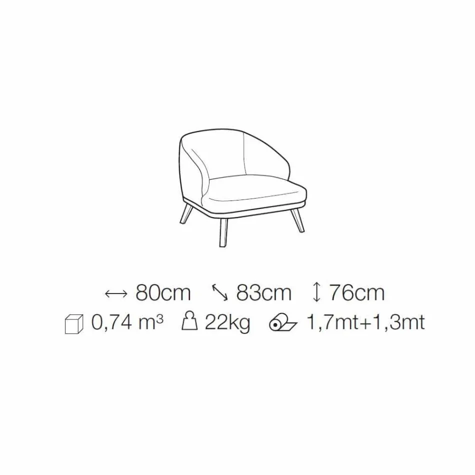 Stoffen fauteuil met massief houten onderstel Made in Italy - Pepina Viadurini