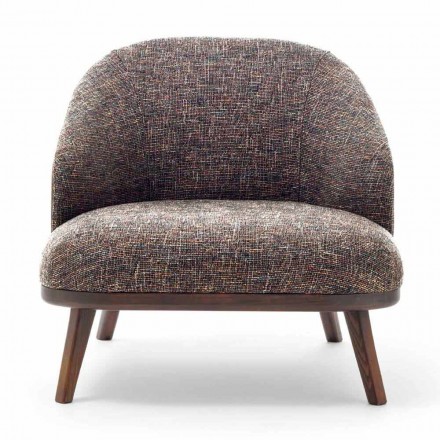 Stoffen fauteuil met massief houten onderstel Made in Italy - Pepina Viadurini