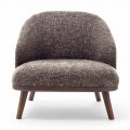 Stoffen fauteuil met massief houten onderstel Made in Italy - Pepina