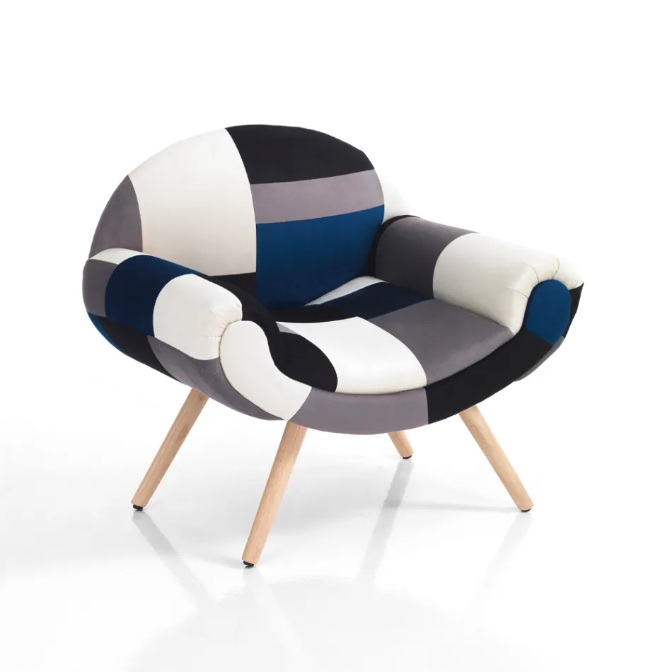 Woonkamerfauteuil met patchworkstof - Bromo Viadurini