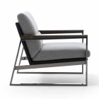 Woonkamer fauteuil in stof, leer en edelmetaal Made in Italy - Milla Viadurini