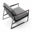 Woonkamer fauteuil in stof, leer en edelmetaal Made in Italy - Milla Viadurini