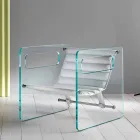 Woonkamer fauteuil in glas en zitting in wit leer Modern design - Tecna Viadurini