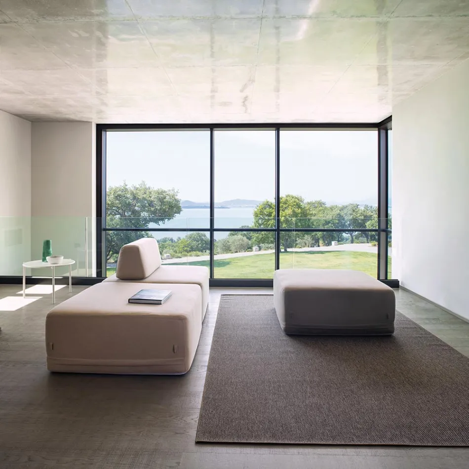 Vierkante woonkamerfauteuil bekleed met stof Made in Italy - Lilium Viadurini