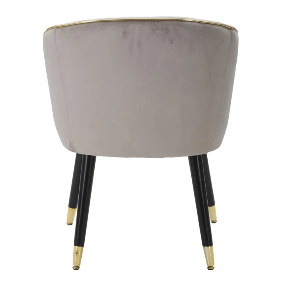 Woonkamer fauteuil bekleed met stof met moderne houten poten - Ezia Viadurini