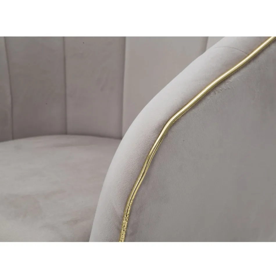 Woonkamer fauteuil bekleed met stof met moderne houten poten - Ezia Viadurini