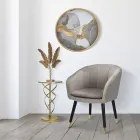 Woonkamer fauteuil bekleed met stof met moderne houten poten - Ezia Viadurini