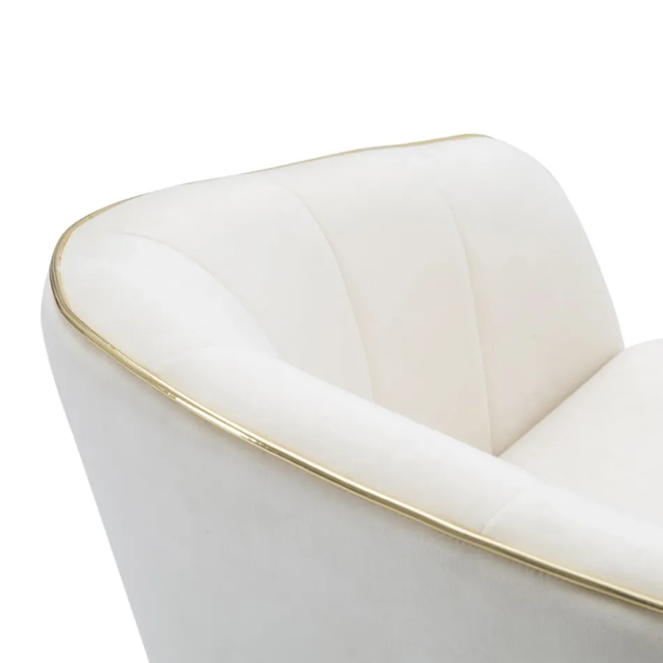 Woonkamer fauteuil bekleed met stof met moderne houten poten - Ezia Viadurini