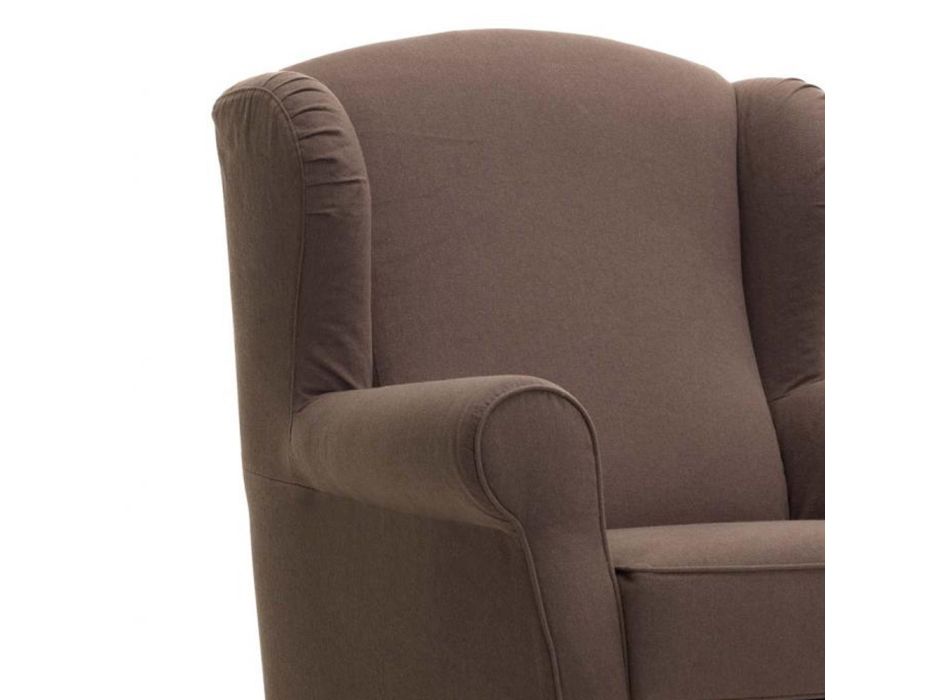 Woonkamer fauteuil met verwijderbare bruine stof Made in Italy - Ottavia Viadurini