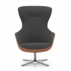 Draaibare woonkamerfauteuil in leer en metaal Made in Italy - Butterfly Viadurini