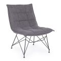Woonkamer fauteuil in zwart staal en polyester designstof - Susana