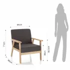 Woonkamerfauteuil in massief grenenhout en donkergrijze stof - Basilicata Viadurini