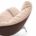 Woonkamer fauteuil in leer en stof met verchroomd onderstel Made in Italy - Lychee Viadurini