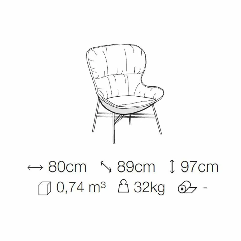 Woonkamer fauteuil in leer en stof met verchroomd onderstel Made in Italy - Lychee Viadurini