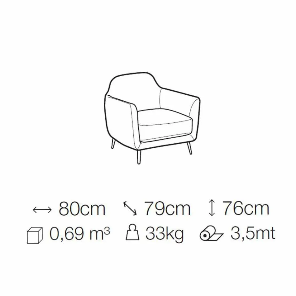 Woonkamer fauteuil in stof met metalen poten Made in Italy - kersen Viadurini