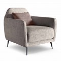 Woonkamer fauteuil in stof met metalen poten Made in Italy - kersen
