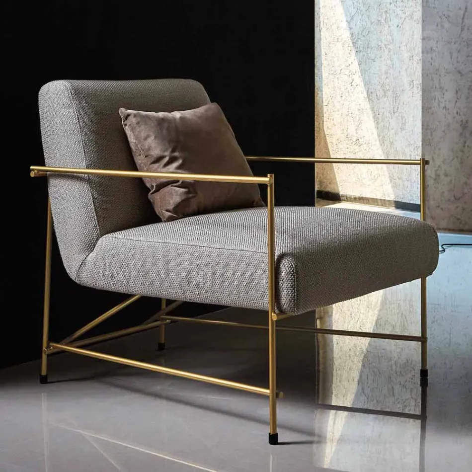Stoffen woonkamer fauteuil met metalen structuur Made in Italy - Manilla Viadurini