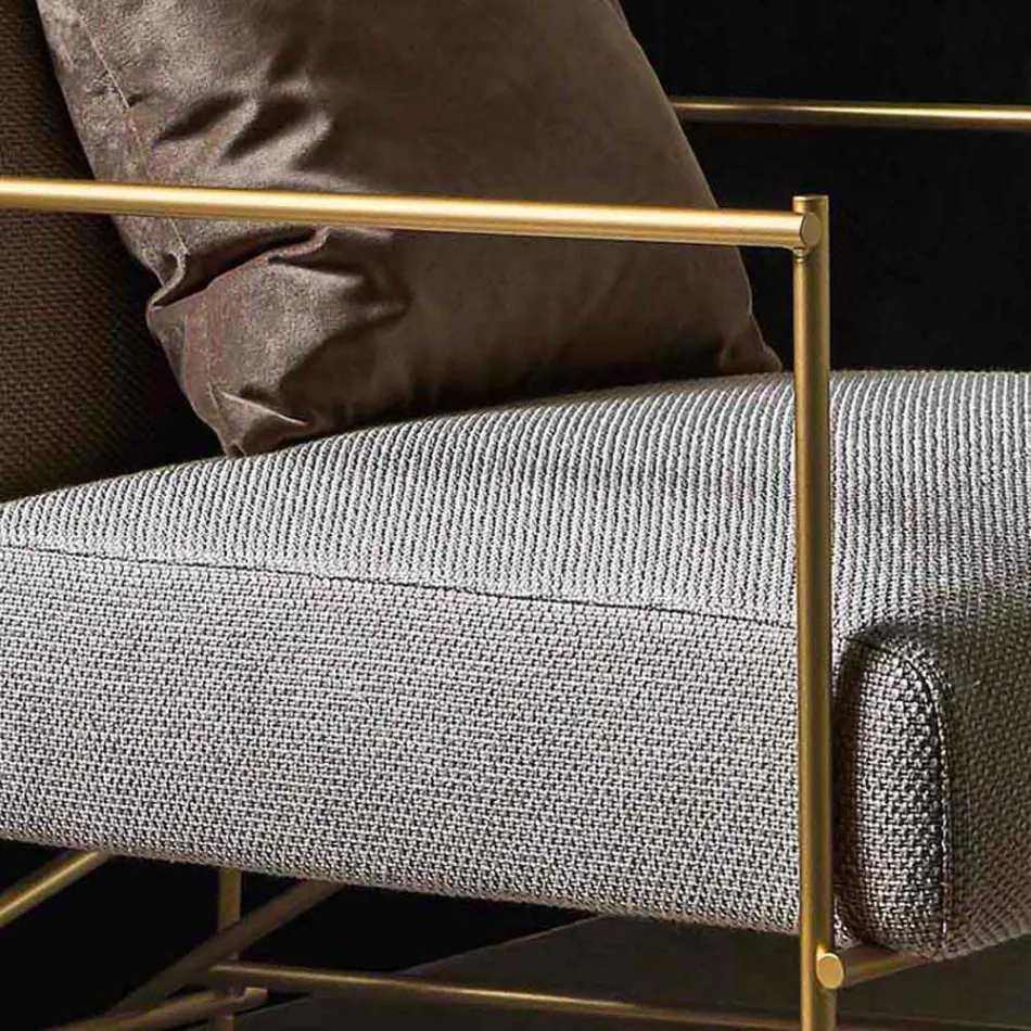 Stoffen woonkamer fauteuil met metalen structuur Made in Italy - Manilla Viadurini