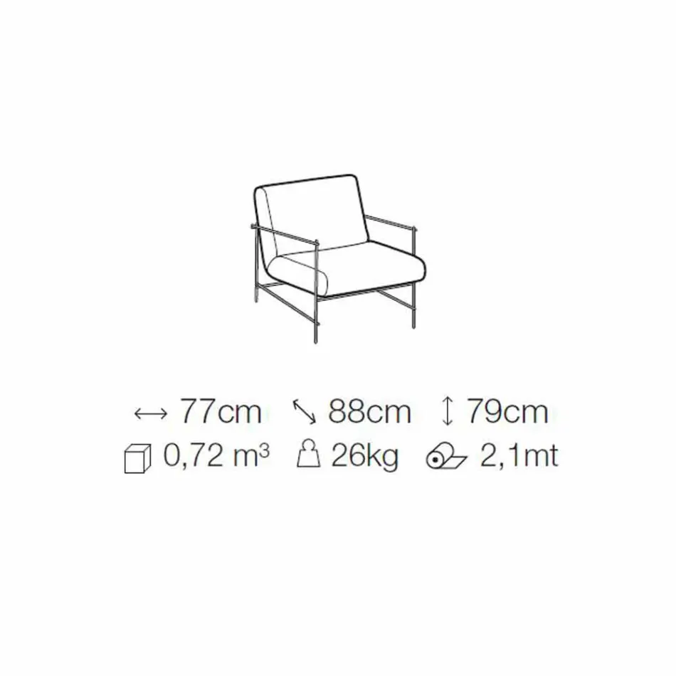 Stoffen woonkamer fauteuil met metalen structuur Made in Italy - Manilla Viadurini