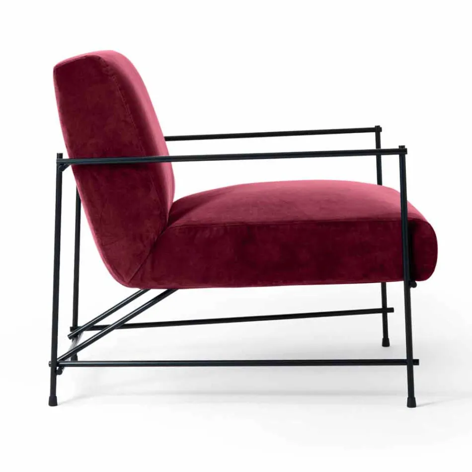 Stoffen woonkamer fauteuil met metalen structuur Made in Italy - Manilla Viadurini
