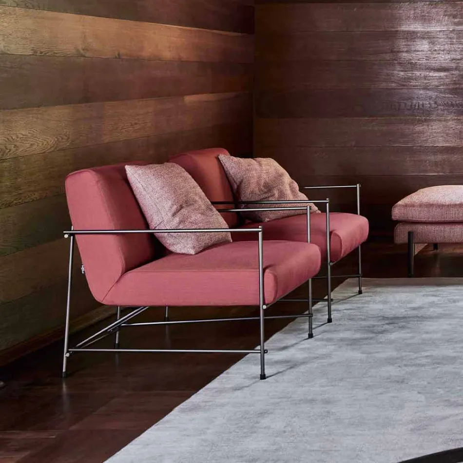 Stoffen woonkamer fauteuil met metalen structuur Made in Italy - Manilla Viadurini