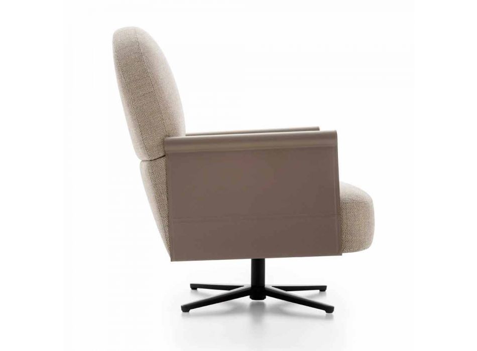 Woonkamer fauteuil in stof, leer en metaal Made in Italy - Camomilla Viadurini