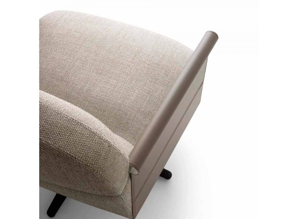 Woonkamer fauteuil in stof, leer en metaal Made in Italy - Camomilla Viadurini
