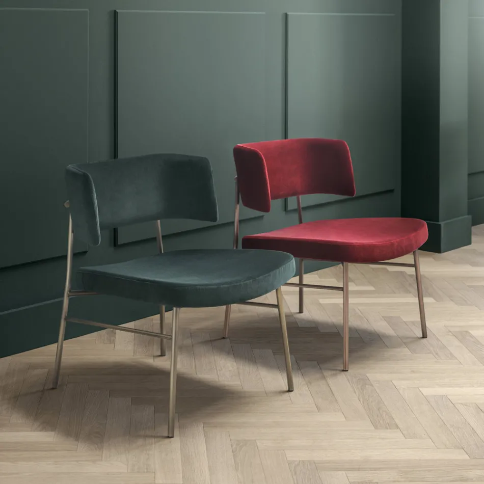 Fluwelen woonkamerfauteuil met metalen structuur Made in Italy - Alaska Viadurini