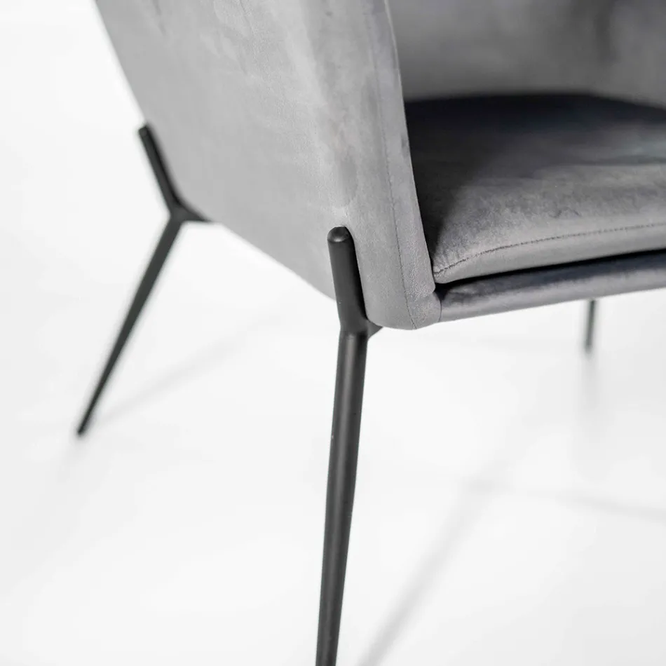 Woonkamerfauteuil in fluweel in verschillende kleuren en metalen onderstel - Italië Viadurini