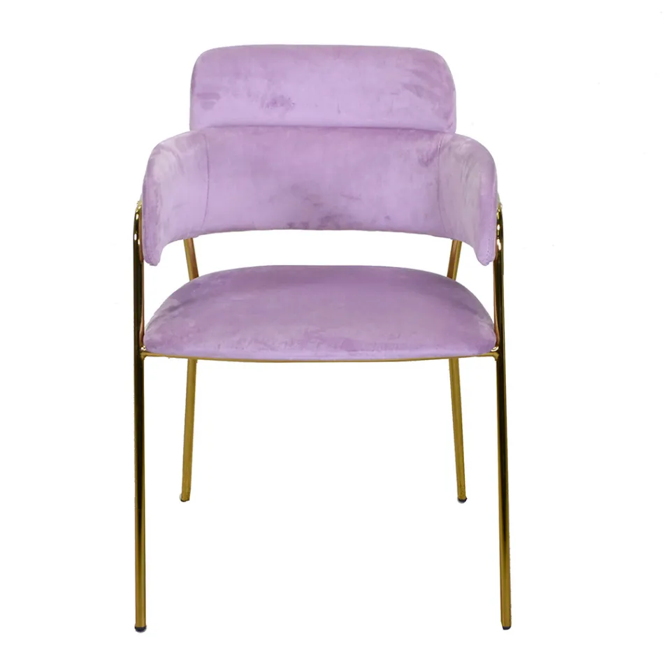 Woonkamerfauteuil van goud metaal en fluweel - Vlag Viadurini