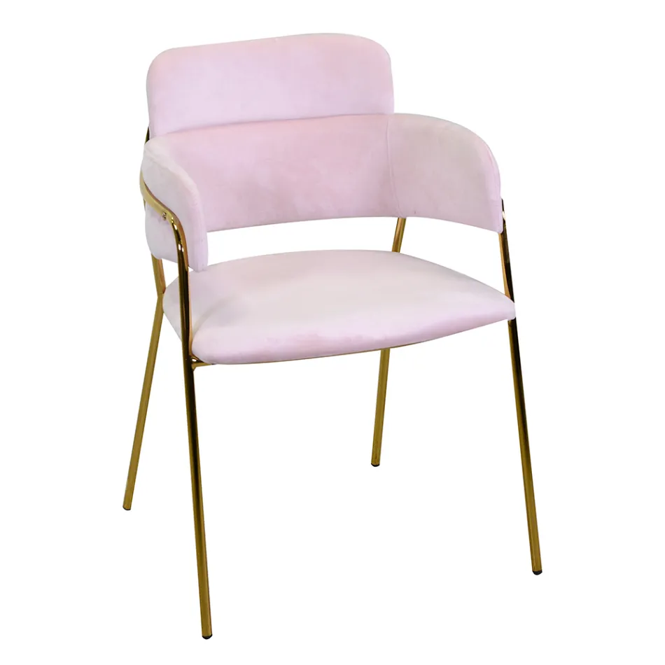 Woonkamerfauteuil van goud metaal en fluweel - Vlag Viadurini