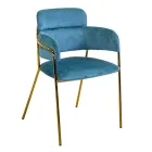 Woonkamerfauteuil van goud metaal en fluweel - Vlag Viadurini