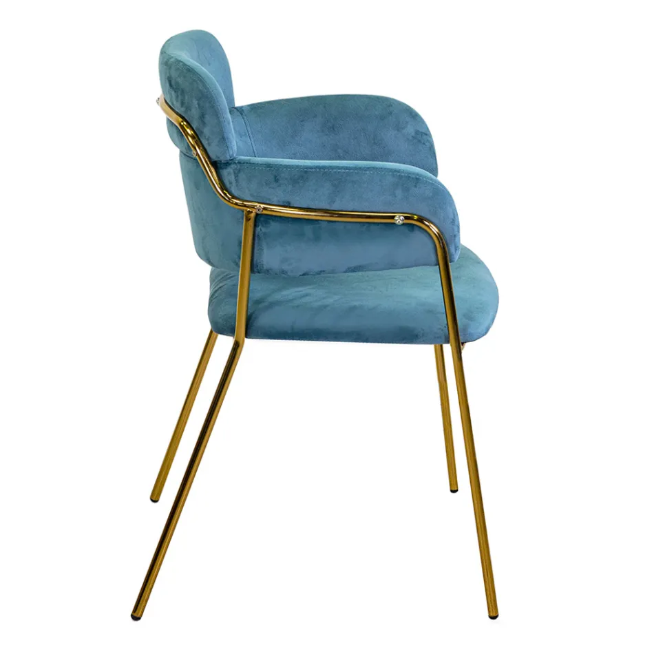 Woonkamerfauteuil van goud metaal en fluweel - Vlag Viadurini