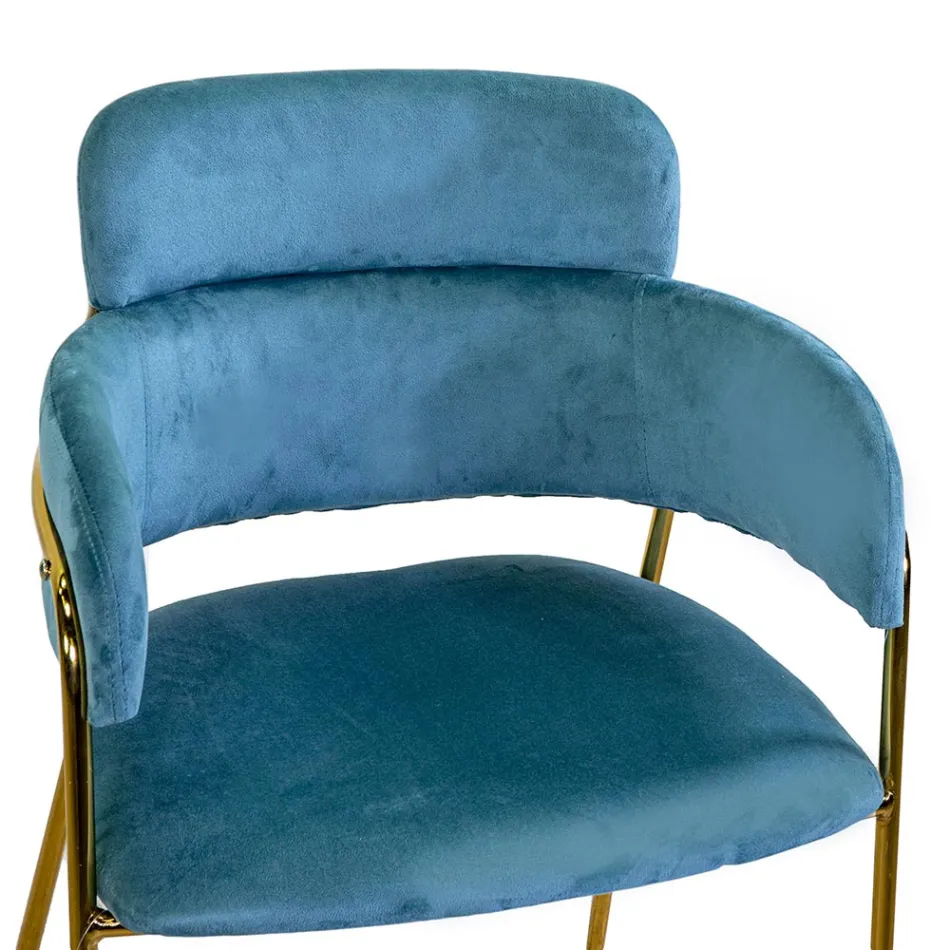 Woonkamerfauteuil van goud metaal en fluweel - Vlag Viadurini