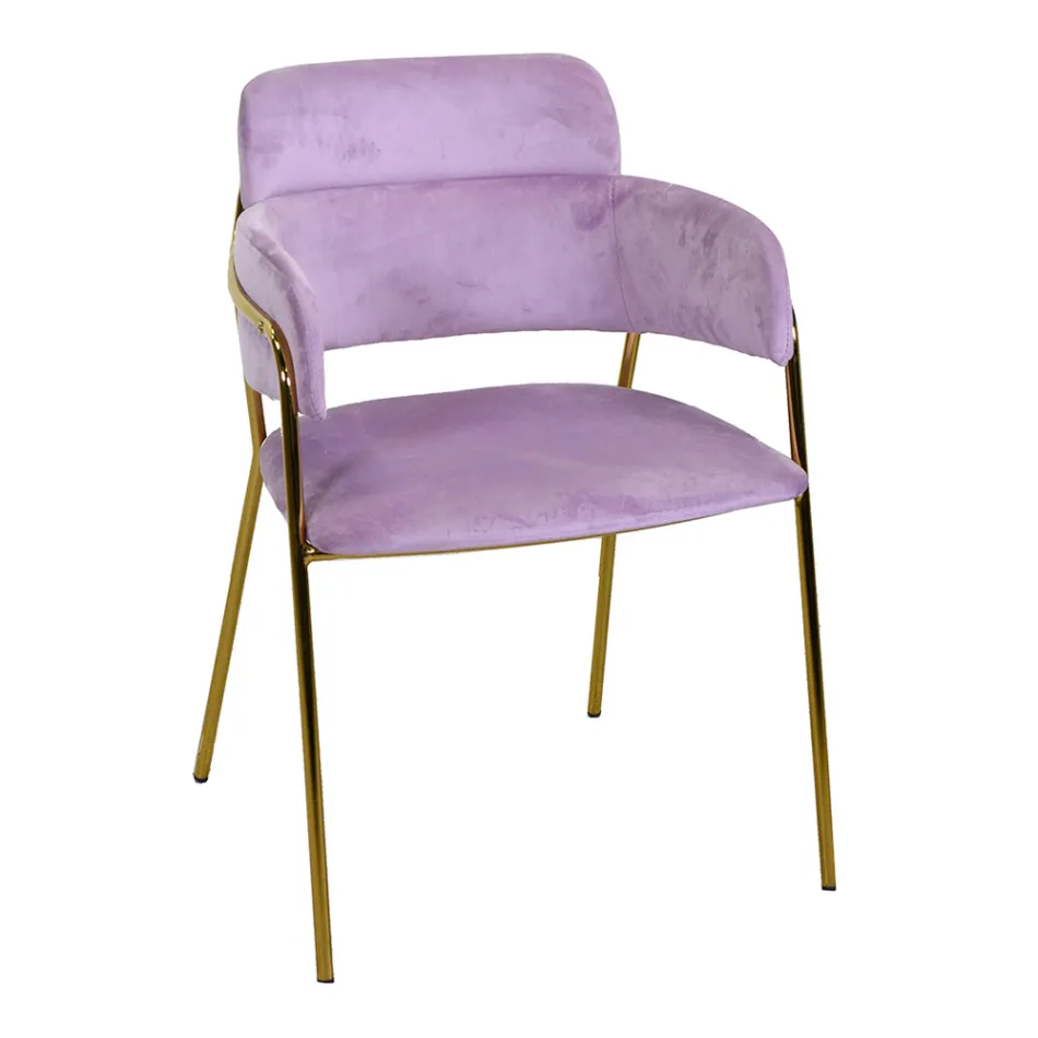 Woonkamerfauteuil van goud metaal en fluweel - Vlag Viadurini