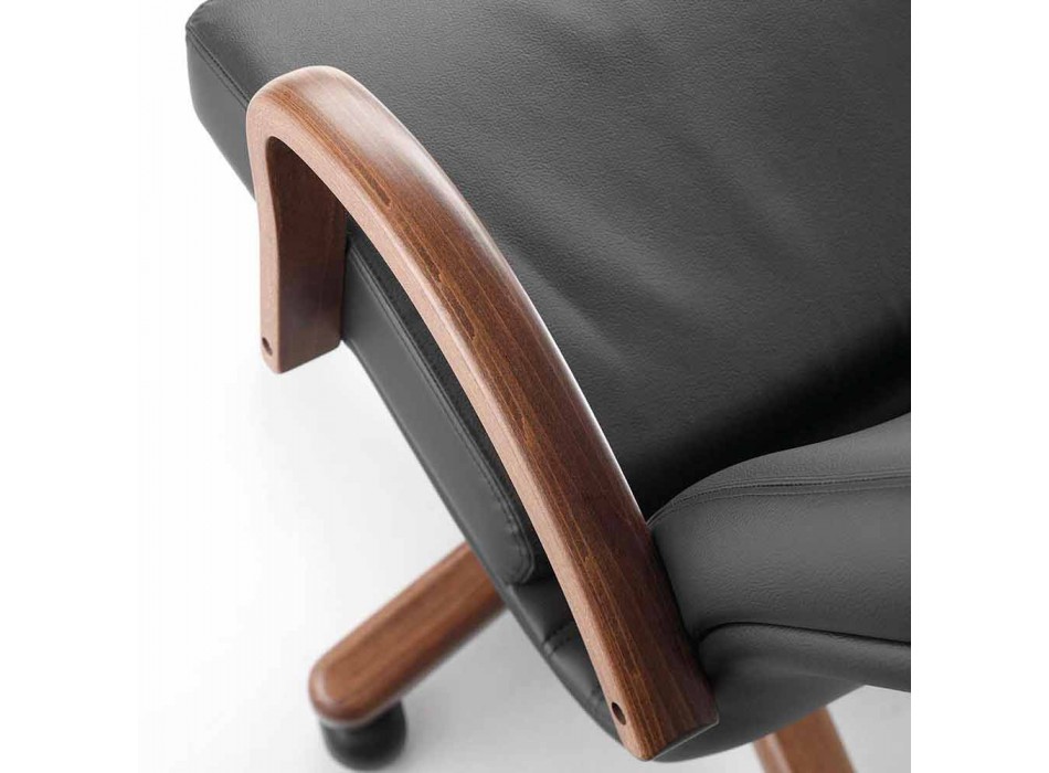 Executive bureaustoel met beukenhouten voet en armleuning - Savino Viadurini