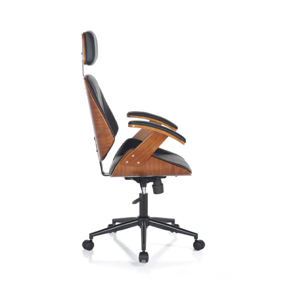 Bureaufauteuil van hout, synthetisch leer en metaal - Alaccia Viadurini