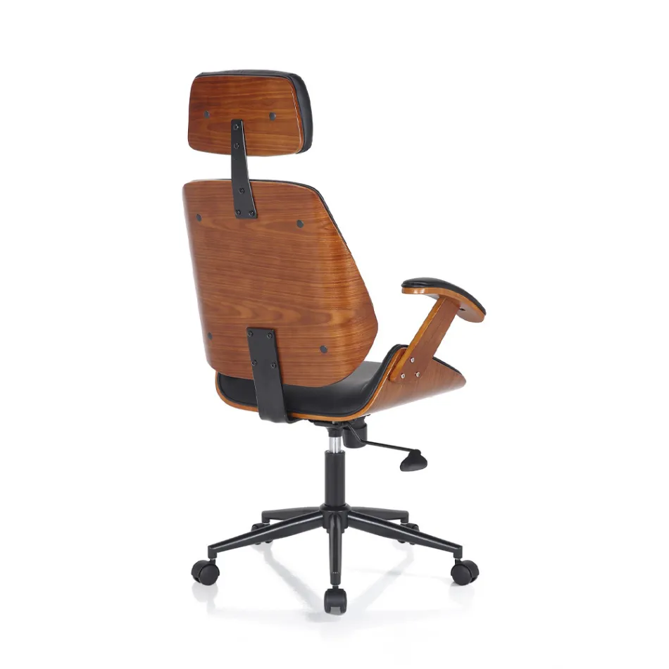 Bureaufauteuil van hout, synthetisch leer en metaal - Alaccia Viadurini