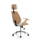 Bureaufauteuil van hout, synthetisch leer en metaal - Alaccia Viadurini