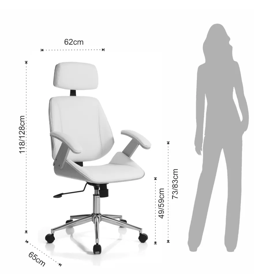 Bureaufauteuil van hout, synthetisch leer en metaal - Alaccia Viadurini
