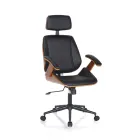 Bureaufauteuil van hout, synthetisch leer en metaal - Alaccia Viadurini