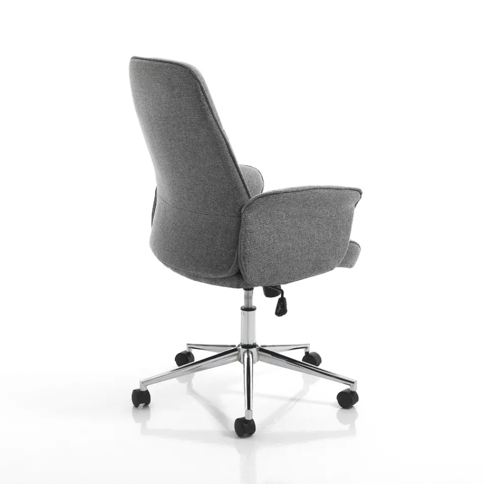 Bureaufauteuil van metaal en stof en verstelbare stang - goud Viadurini