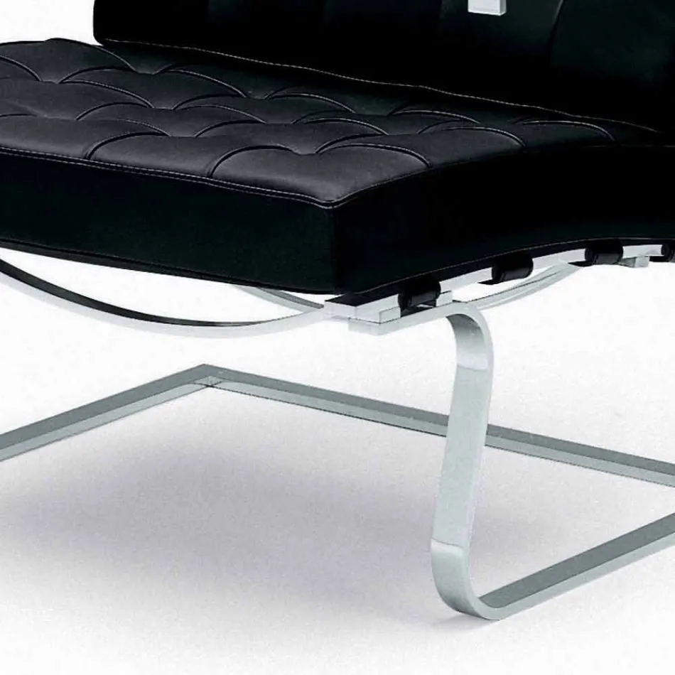 Lederen bureaufauteuil met stalen structuur Made in Italy - Speranza Viadurini