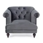 Klassieke design fauteuil in hout en grijs of roze fluwelen effect - Sanny Viadurini